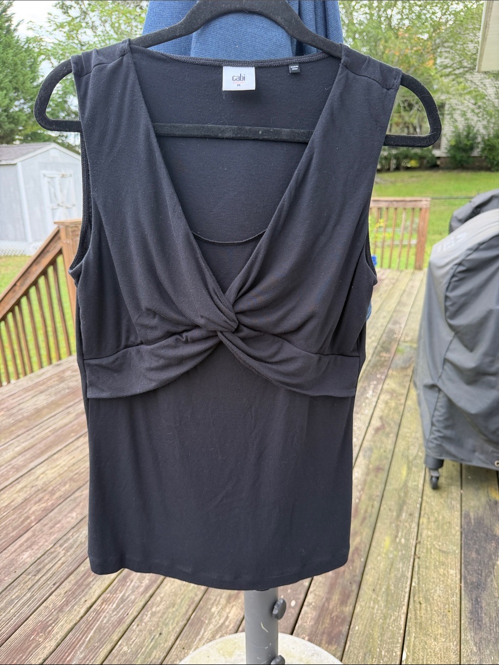 CAbi Black Twist-Front Tank Top